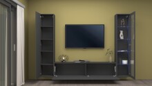 Wohnwand >Benevent< (3-teilig) in Anthrazit matt - 260x180x30 (BxHxT)
