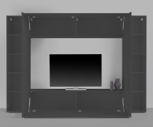 Wohnwand >Benevent< (4-teilig) in Anthrazit matt - 260x180x30 (BxHxT)