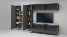 Wohnwand >Benevent< (5-teilig) in Anthrazit matt - 320x180x30 (BxHxT)