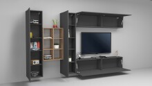 Wohnwand >Benevent< (5-teilig) in Anthrazit matt - 320x180x30 (BxHxT)