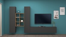 Wohnwand >Benevent< (4-teilig) in Anthrazit matt - 320x180x30 (BxHxT)