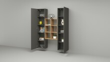 Wohnwand >Benevent< (3-teilig) in Anthrazit matt - 140x180x30 (BxHxT)