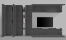 Wohnwand >Benevent< (7-teilig) in Anthrazit matt - 340x180x30 (BxHxT)