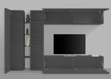 Wohnwand >Benevent< (5-teilig) in Anthrazit matt - 280x180x30 (BxHxT)