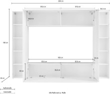 Wohnwand >Benevent< (4-teilig) in Weiß Hochglanz - 260x180x30 (BxHxT)