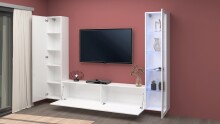 Wohnwand >Benevent< (3-teilig) in Weiß Hochglanz - 260x180x30 (BxHxT)