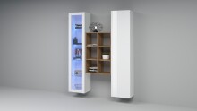 Wohnwand >Benevent< (3-teilig) in Weiß Hochglanz - 140x180x30 (BxHxT)