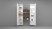 Wohnwand >Benevent< (3-teilig) in Weiß Hochglanz - 140x180x30 (BxHxT)