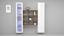 Wohnwand >Benevent< (3-teilig) in Weiß Hochglanz - 170x180x30 (BxHxT)