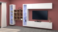 Wohnwand >Benevent< (5-teilig) in Weiß Hochglanz - 350x180x30 (BxHxT)