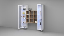 Wohnwand >Benevent< (3-teilig) in Weiß Hochglanz - 170x180x30 (BxHxT)