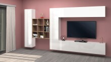 Wohnwand >Benevent< (5-teilig) in Weiß Hochglanz - 350x180x30 (BxHxT)