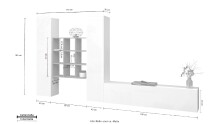 Wohnwand >Benevent< (4-teilig) in Weiß Hochglanz - 350x180x30 (BxHxT)