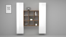 Wohnwand >Benevent< (3-teilig) in Weiß Hochglanz - 170x180x30 (BxHxT)