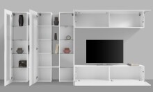 Wohnwand >Benevent< (7-teilig) in Weiß Hochglanz - 340x180x30 (BxHxT)