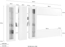 Wohnwand >Benevent< (7-teilig) in Weiß Hochglanz - 340x180x30 (BxHxT)