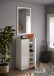 Schuhschrank >Farina< 2 Türen, Weiss Hochglanz Lack / Eiche Cadiz Dekor - 70x111x35cm B/H/T