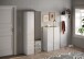 Schuhschrank >Farina< 2 Türen, Weiss Hochglanz Lack / Eiche Cadiz Dekor - 70x111x35cm B/H/T