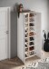 Schuhschrank >Farina< Spiegel, Weiss Hochglanz Lack / Eiche Cadiz Dekor - 70x185x35cm B/H/T