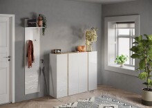 Garderobenpaneel >Farina< in Weiss Hochglanz Lack -...