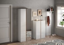 Garderobenpaneel >Farina< in Weiss Hochglanz Lack - 40x184x28 (BxHxT)