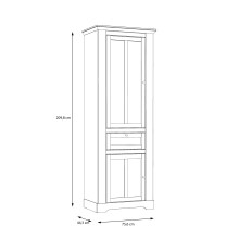 Vitrine >ILOPPA<  2 Türen, 1 Schub, Schnee/ Nelson Eiche Dekor - 75,6x209,8x44,3cm BxHxT