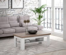 Couchtisch >ILOPPA< mit Ablage, in Schnee / Nelson Eiche Dekor - 120,6x45,3x60,4cm (BxHxT)