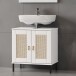 Waschbeckenunterschrank >WZ-0800< 2 Türen, 1 Boden, Kiefer massiv weiß lackiert - 62x65x40 (BxHxT)
