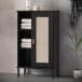 Badkommode >WZ-0800< 1 Tür, 4 Böden, Kiefer massiv schwarz lackiert  - 52x90x32 (BxHxT)