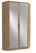 Eckkleiderschrank >Click< Plankeneiche / Spiegel -...