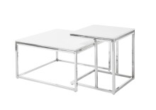 Couchtisch >Reno< in MDF weiß, Metall verchromt - 70x40x70cm (BxHxT)