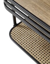 Couchtisch >Bomi< Mango massiv / Metall schwarz / Wiener Geflecht - 92x40x60cm (BxHxT)