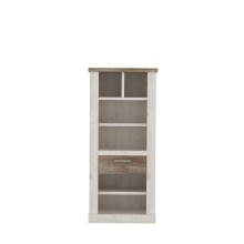 Regal >DURO< Schublade, Pinie Weiss / Eiche Antik Dekor - 71,4x160,4x41,3cm (BxHxT)