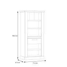 Regal >DURO< Schublade, Pinie Weiss / Eiche Antik Dekor - 71,4x160,4x41,3cm (BxHxT)