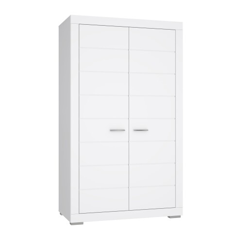 Kleiderschrank >SNOW< 2 Türen, 1 Stange, 1 Boden, in weiß - 116x198,5x59,3cm (BxHxT)