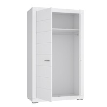 Kleiderschrank >SNOW< 2 Türen, 1 Stange, 1 Boden, in weiß - 116x198,5x59,3cm (BxHxT)