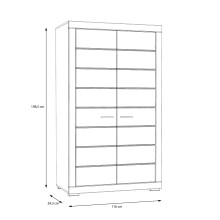 Kleiderschrank >SNOW< 2 Türen, 1 Stange, 1 Boden, in weiß - 116x198,5x59,3cm (BxHxT)
