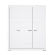 Kleiderschrank >SNOW< 3 Türen, 1 Stange, 7 Fächer, in weiß - 165,7x198,5x59,3cm (BxHxT)