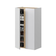 Schuhschrank >TEMPUS< 2 Türen, 6 Böden, Nodi Eiche Dekor / Artik Weiß - 56,5x102x35 (BxHxT)
