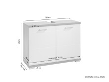 Waschbeckenunterschrank >NEBRASKA< in Eiche-Optik/Weiß 80 x 59 x 31,5 cm (BxHxT)