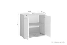 Waschbeckenunterschrank >NEBRASKA< in Weiß 60 x 59 x 31,5 cm (BxHxT)