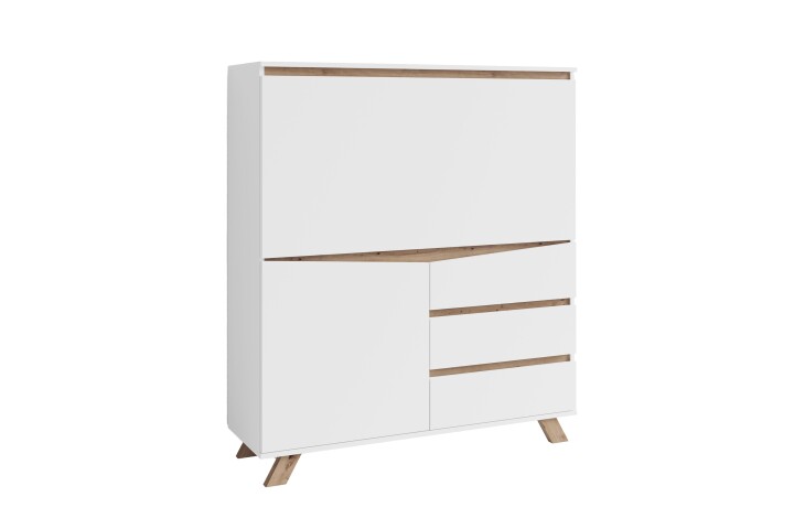 Sekretär >VALENTIN< in weiss / Eiche-Optik 120 x 127 x 38 cm (BxHxT)