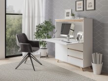 Sekretär >VALENTIN< in weiss / Eiche-Optik 120 x 127 x 38 cm (BxHxT)