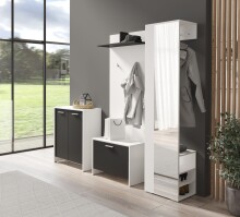 Hochschrank >BEN< in Weiß mit Spiegel 40 x 184 x 35 cm (BxHxT)