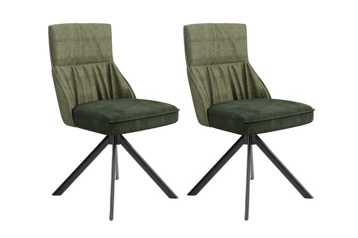 Stuhl >CALIFORNIA< 2er-Set in grün aus Webstoff/Velvet 50x89x56 cm (BxHxT)