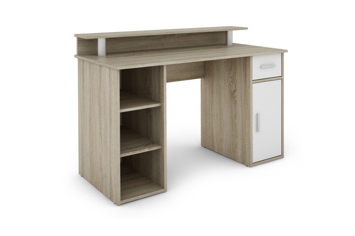 Schreibtisch >DIEGO< in Eiche-Optik/Weiß 120 x 88 x 55 cm (BxHxT)