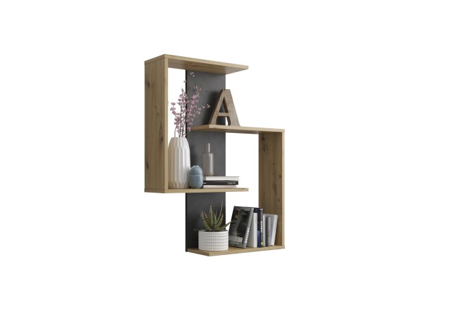Wandregal >KRETA< in Artisan Eiche Dekor-Matera - 65x84,9x19,7cm (BxHxT)