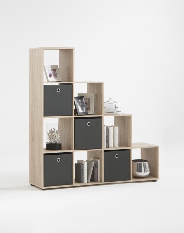 Raumteilerregal >MEGA 2< in Eiche Dekor - 138,5x143,5x33cm (BxHxT)