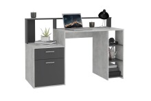 Schreibtisch >BOLTON< in Beton LA - Anthrazit -...
