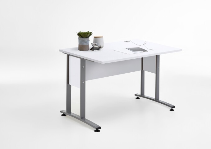 Schreibtisch >CALVIA 1< in Brillantweiß - 120x75x80cm (BxHxT)